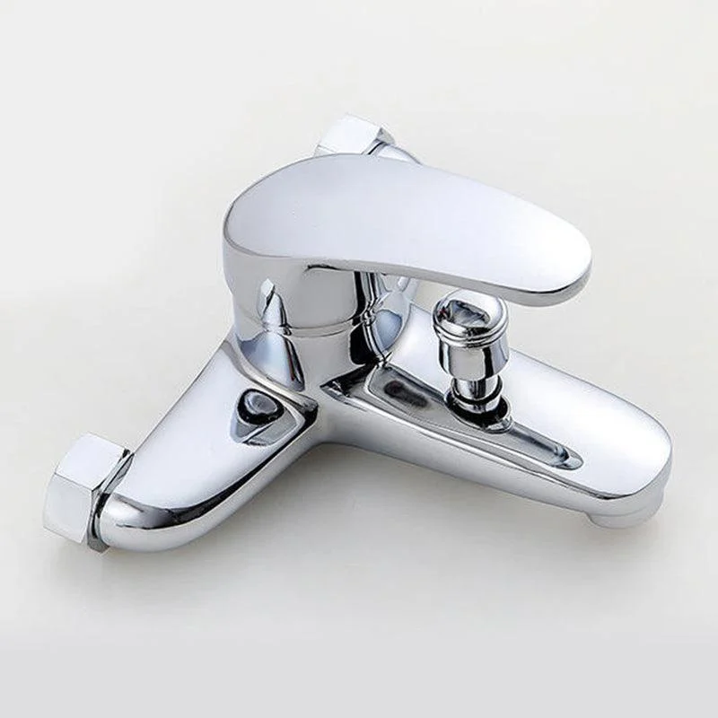 Modern Silver Tub Spout One Handle and Two Hole Brass Wall Mounted Tap -Bathlova