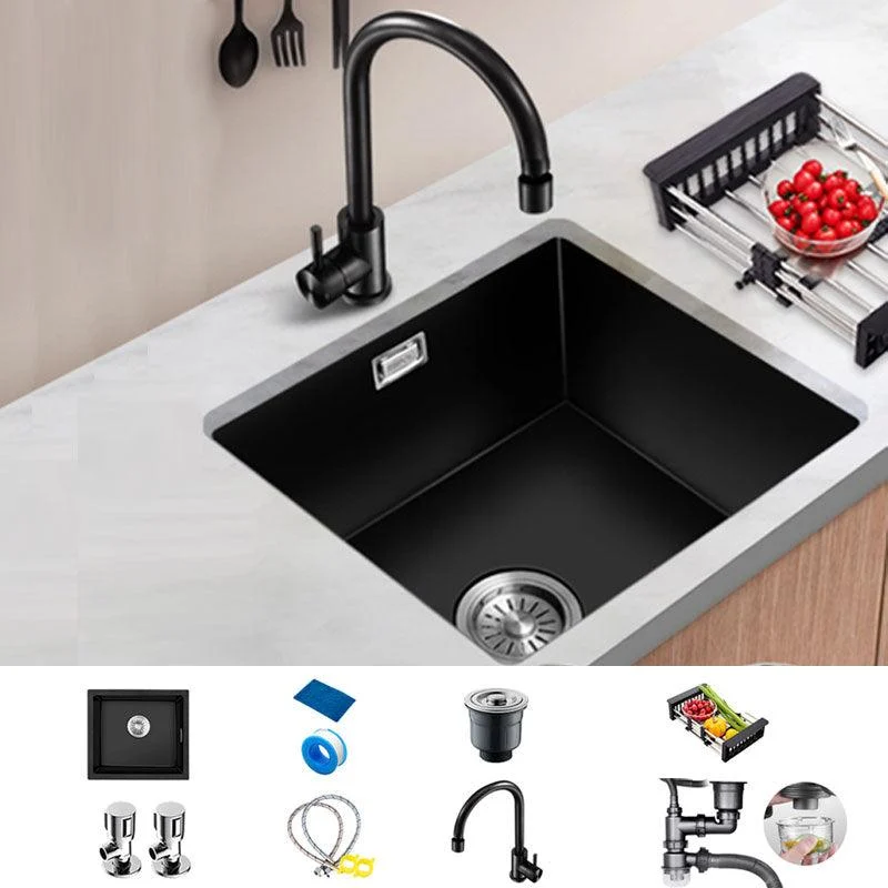 Modern Single Bowl Kitchen Sink Quartz Kitchen Sink with Basket Strainer -Bathlova