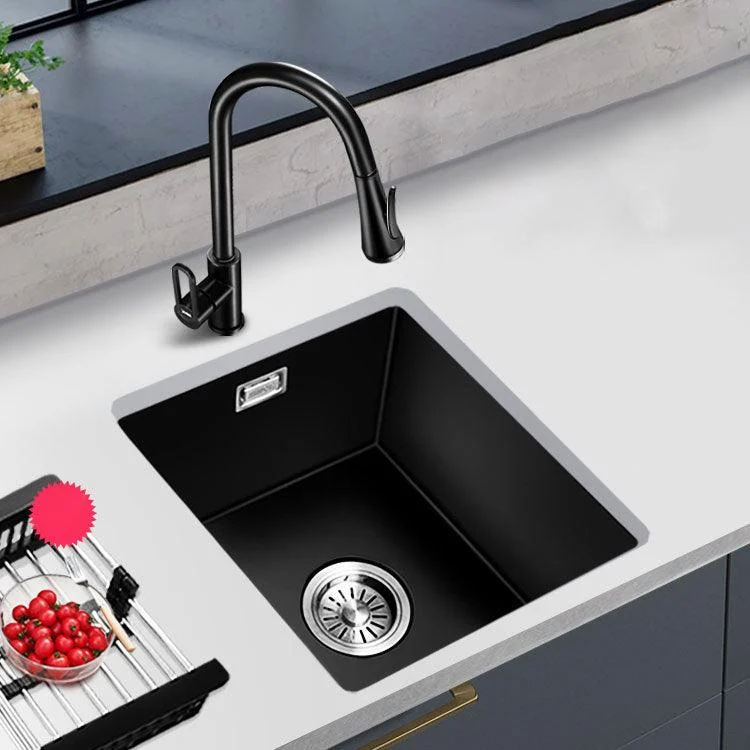 Modern Single Bowl Kitchen Sink Quartz Kitchen Sink with Basket Strainer -Bathlova