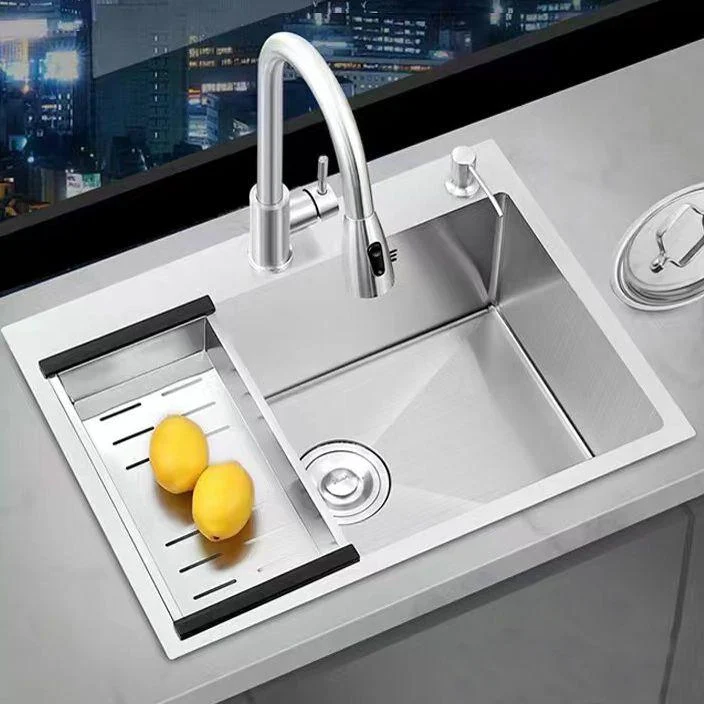 Modern Single Bowl Kitchen Sink Stainless Steel Kitchen Sink with Rectangle Shape -Bathlova