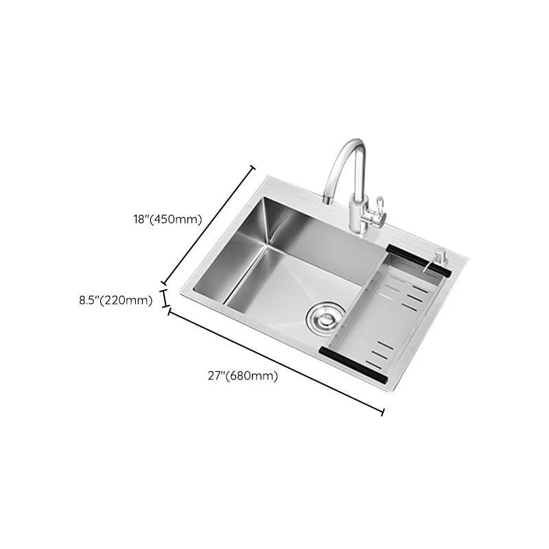 Modern Single Bowl Kitchen Sink Stainless Steel Kitchen Sink with Rectangle Shape -Bathlova