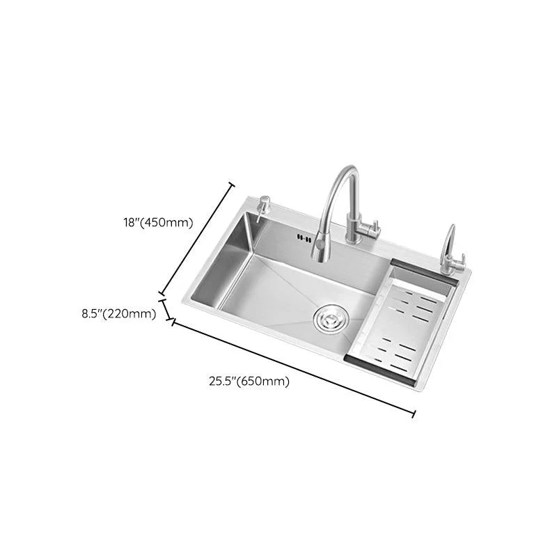 Modern Single Bowl Kitchen Sink Stainless Steel Kitchen Sink with Rectangle Shape -Bathlova