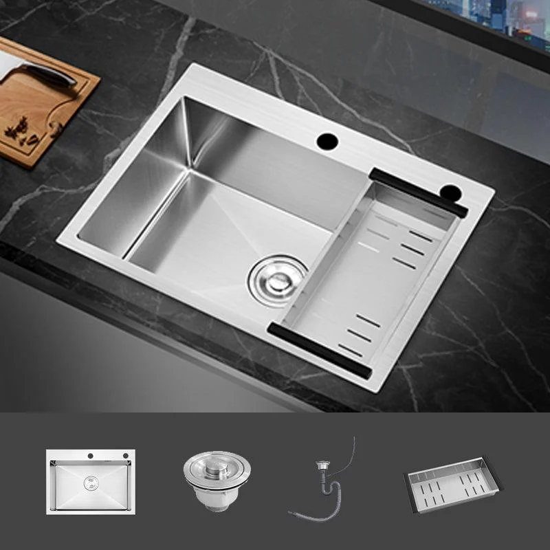 Modern Single Bowl Kitchen Sink Stainless Steel Kitchen Sink with Rectangle Shape -Bathlova