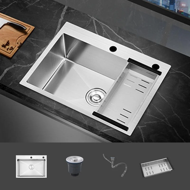 Modern Single Bowl Kitchen Sink Stainless Steel Kitchen Sink with Rectangle Shape -Bathlova