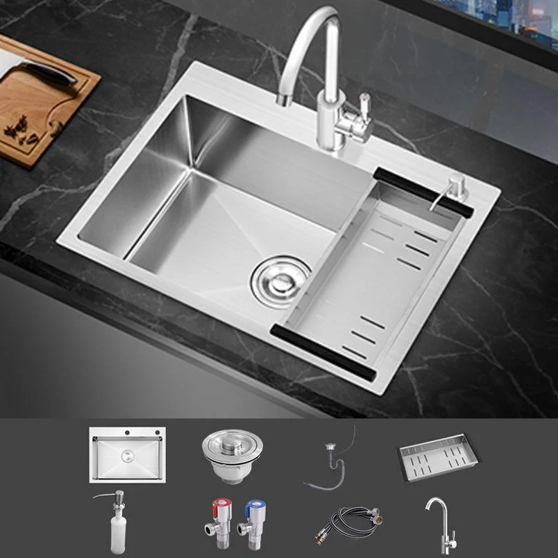 Modern Single Bowl Kitchen Sink Stainless Steel Kitchen Sink with Rectangle Shape -Bathlova