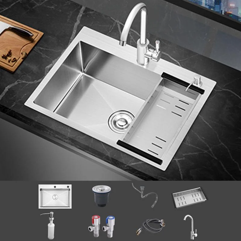 Modern Single Bowl Kitchen Sink Stainless Steel Kitchen Sink with Rectangle Shape -Bathlova