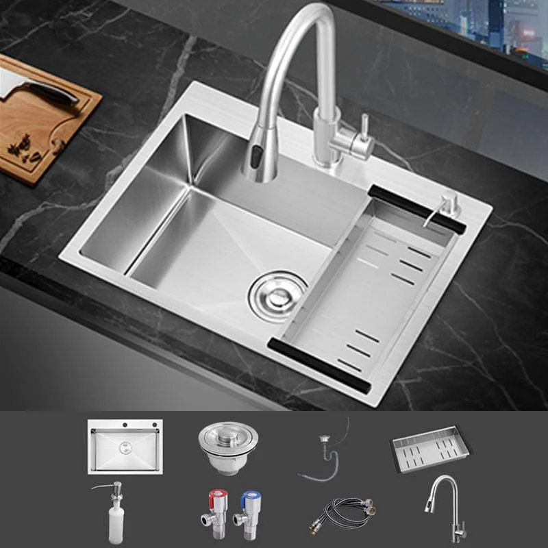 Modern Single Bowl Kitchen Sink Stainless Steel Kitchen Sink with Rectangle Shape -Bathlova