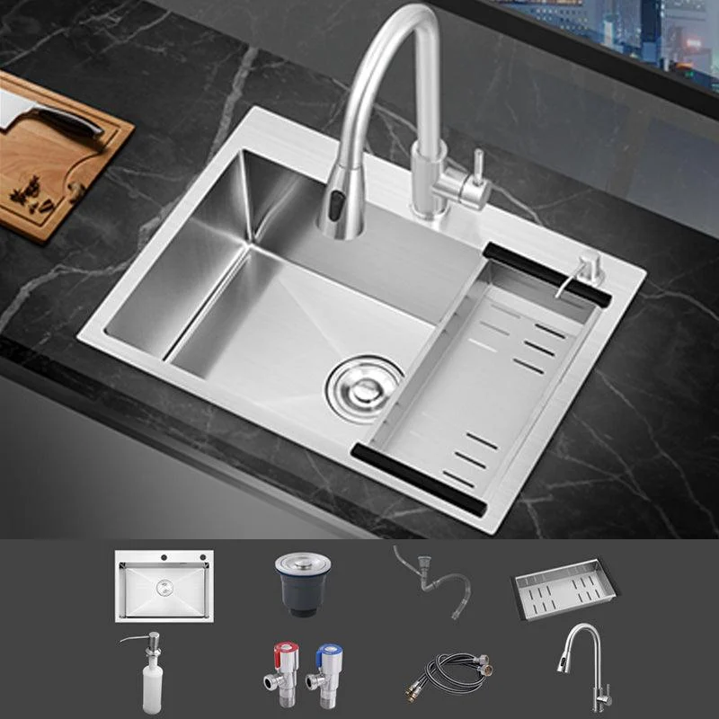 Modern Single Bowl Kitchen Sink Stainless Steel Kitchen Sink with Rectangle Shape -Bathlova