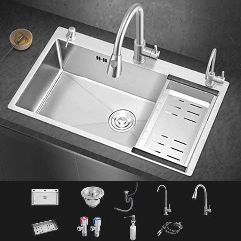 Modern Single Bowl Kitchen Sink Stainless Steel Kitchen Sink with Rectangle Shape -Bathlova