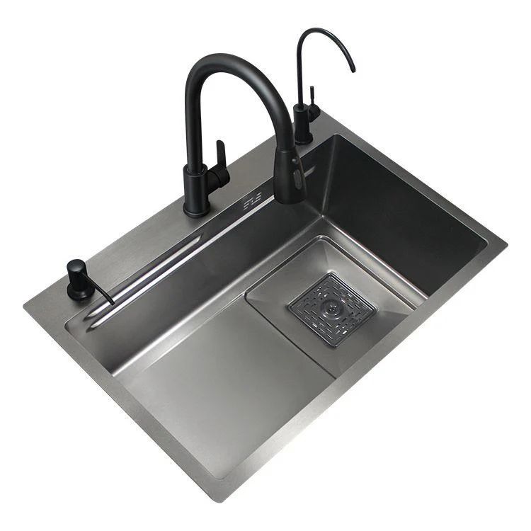 Modern Single Bowl Sink Solid Color Kitchen Sink with Drain Strainer Kit -Bathlova