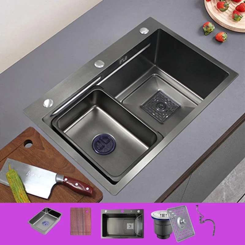 Modern Single Bowl Sink Solid Color Kitchen Sink with Drain Strainer Kit -Bathlova