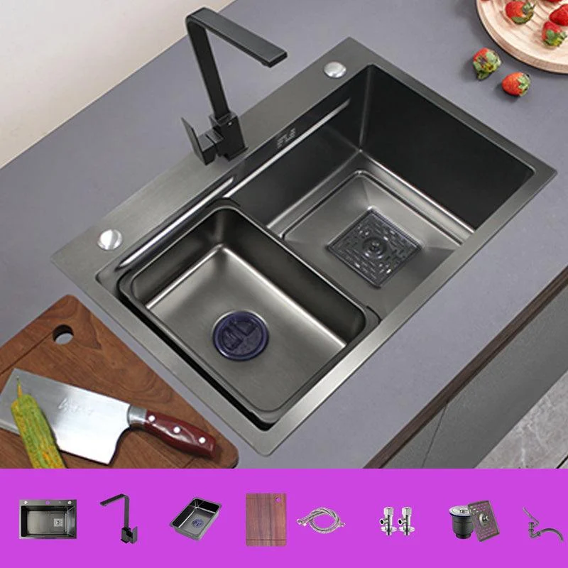 Modern Single Bowl Sink Solid Color Kitchen Sink with Drain Strainer Kit -Bathlova