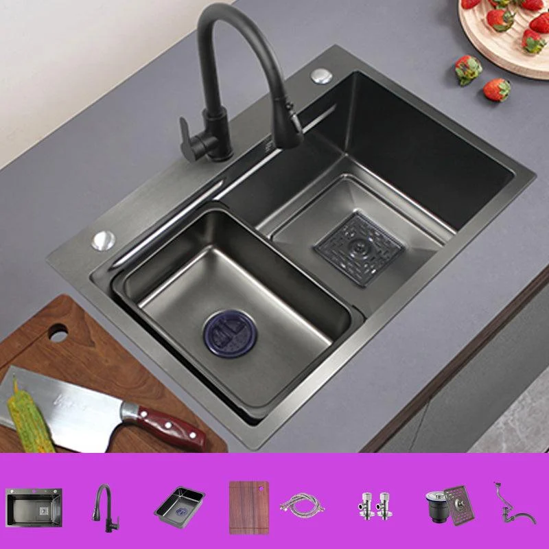 Modern Single Bowl Sink Solid Color Kitchen Sink with Drain Strainer Kit -Bathlova