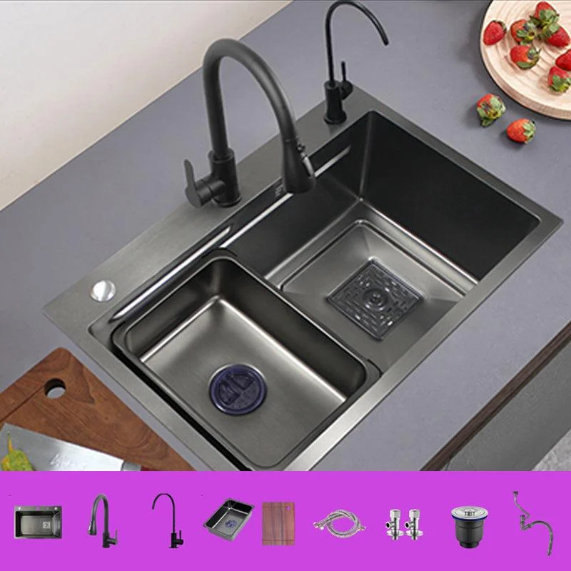 Modern Single Bowl Sink Solid Color Kitchen Sink with Drain Strainer Kit -Bathlova