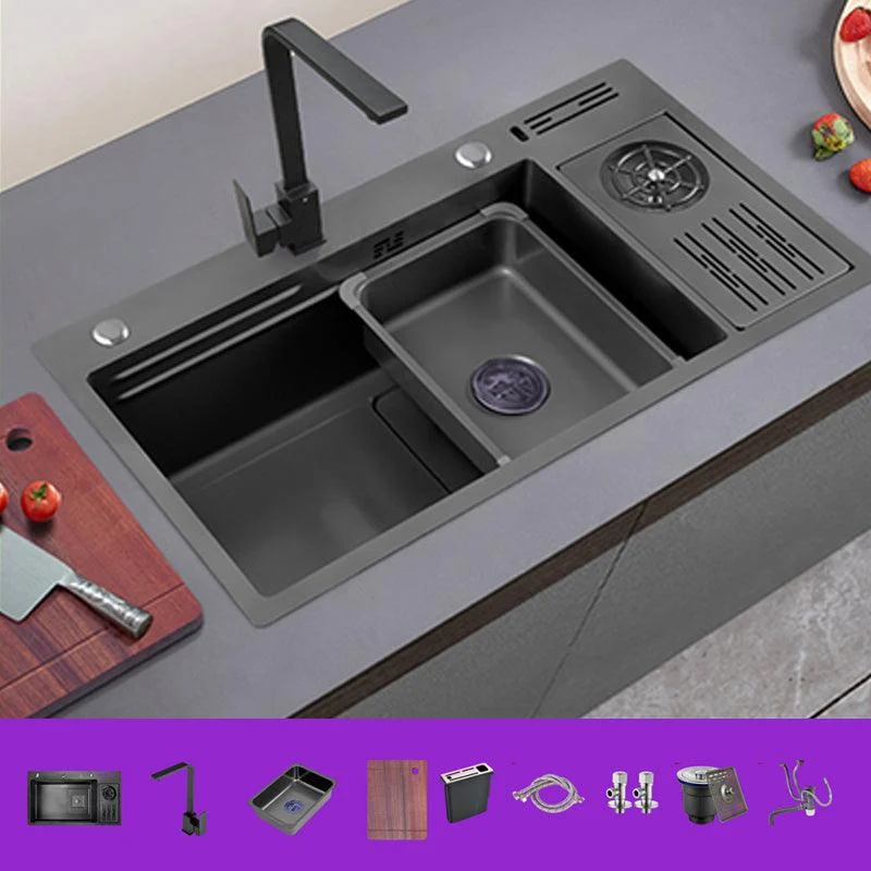 Modern Single Bowl Sink Solid Color Kitchen Sink with Drain Strainer Kit -Bathlova