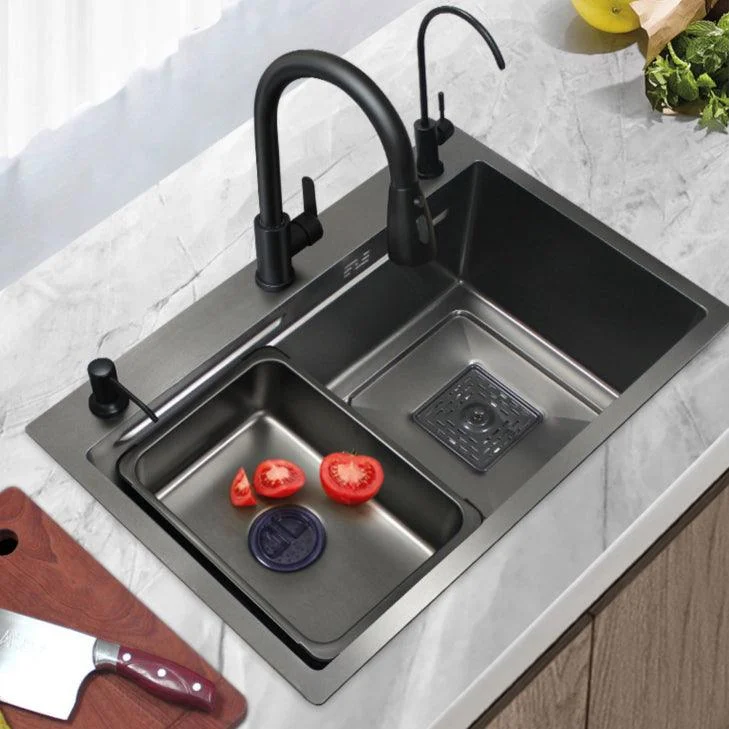 Modern Single Bowl Sink Solid Color Kitchen Sink with Drain Strainer Kit -Bathlova