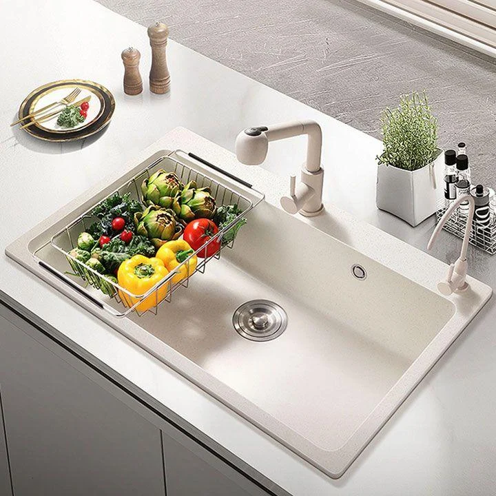 Modern Single Bowl Sink Solid Color Kitchen Sink with Overflow Hole -Bathlova