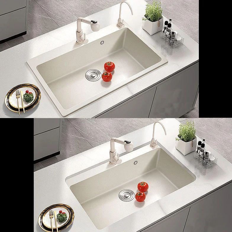 Modern Single Bowl Sink Solid Color Kitchen Sink with Overflow Hole -Bathlova