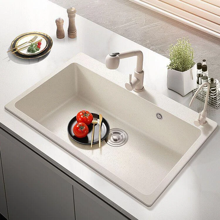 Modern Single Bowl Sink Solid Color Kitchen Sink with Overflow Hole -Bathlova