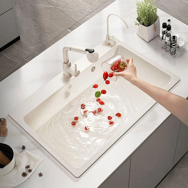 Modern Single Bowl Sink Solid Color Kitchen Sink with Overflow Hole -Bathlova