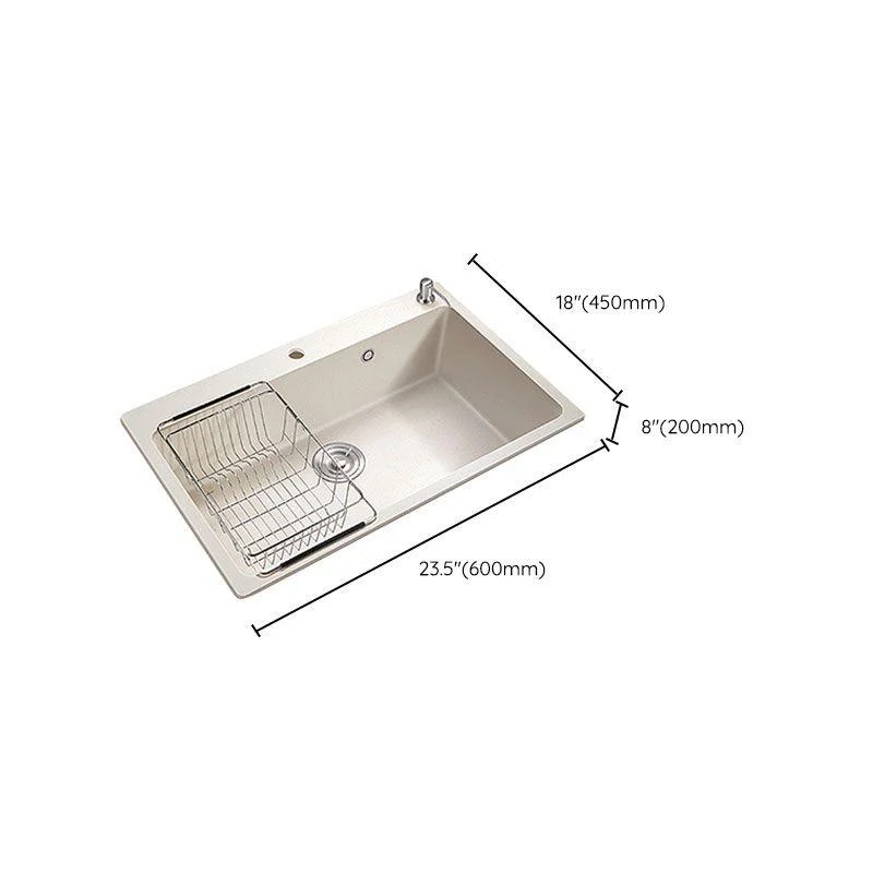 Modern Single Bowl Sink Solid Color Kitchen Sink with Overflow Hole -Bathlova