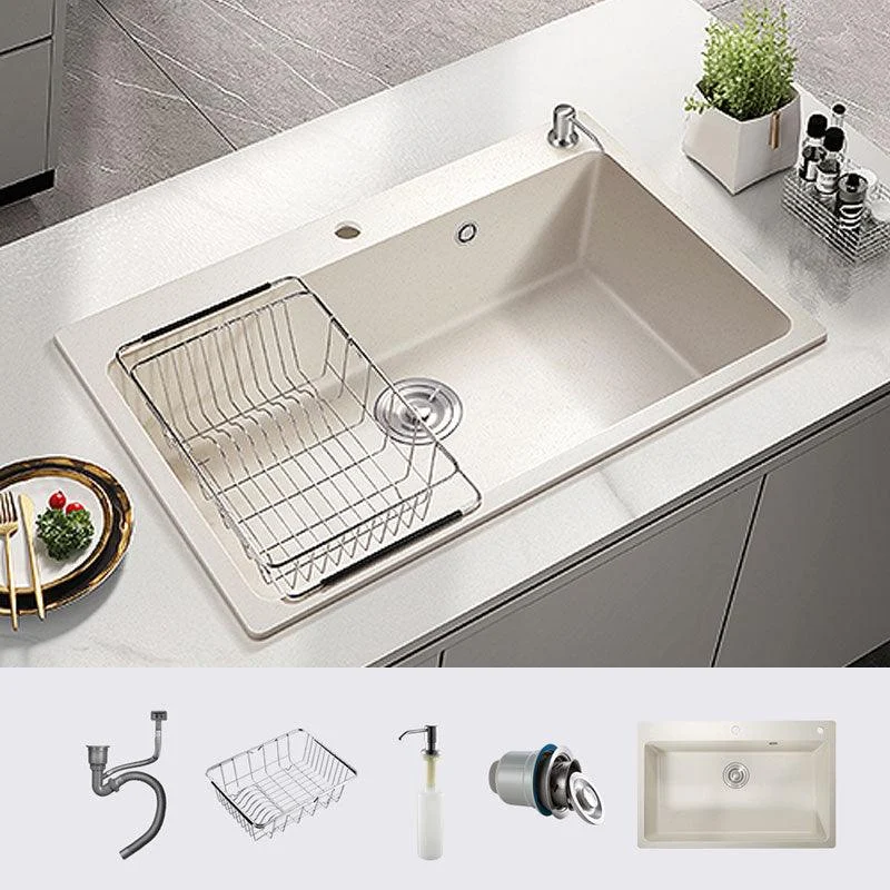 Modern Single Bowl Sink Solid Color Kitchen Sink with Overflow Hole -Bathlova