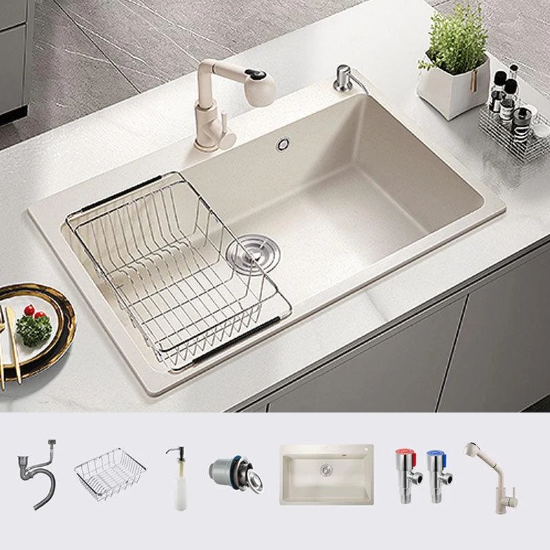 Modern Single Bowl Sink Solid Color Kitchen Sink with Overflow Hole -Bathlova