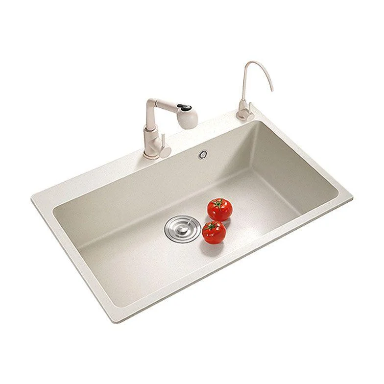 Modern Single Bowl Sink Solid Color Kitchen Sink with Overflow Hole -Bathlova