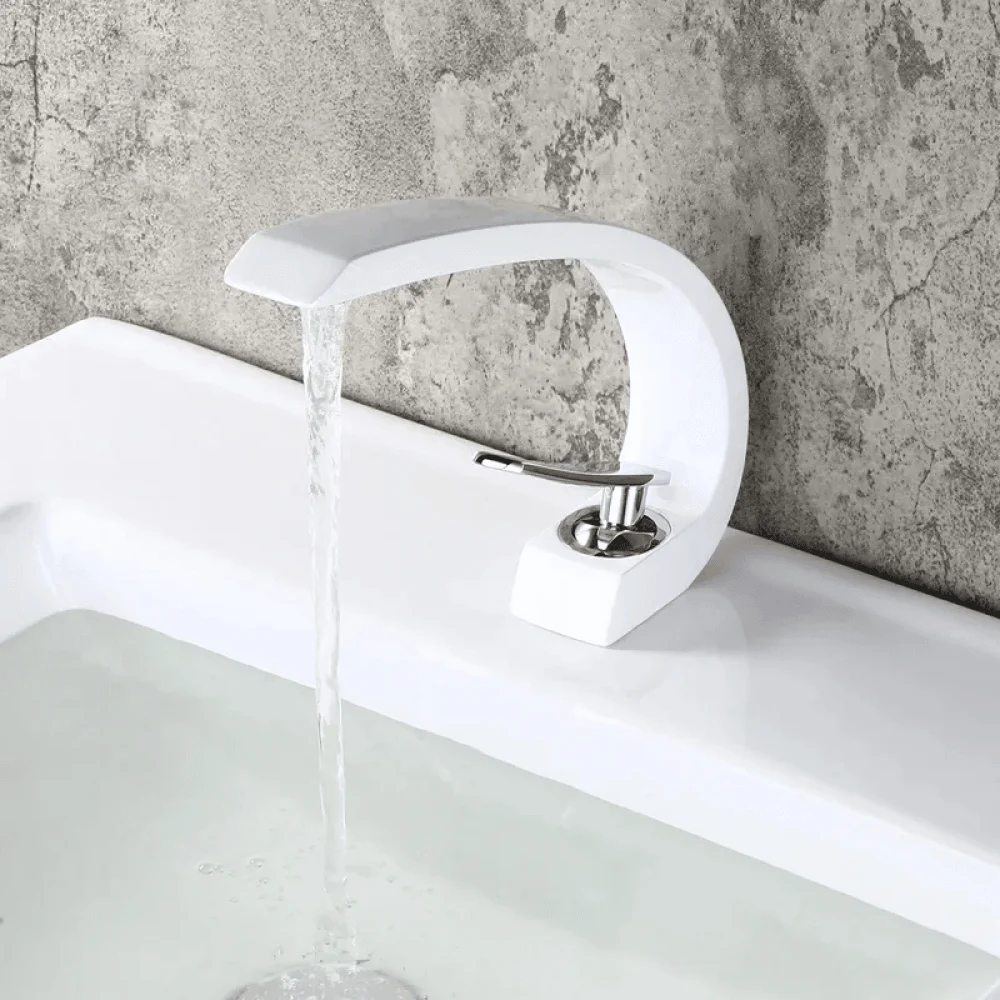 Modern Single Hole Curved Spout Tap with Pop Up Drain -Bathlova