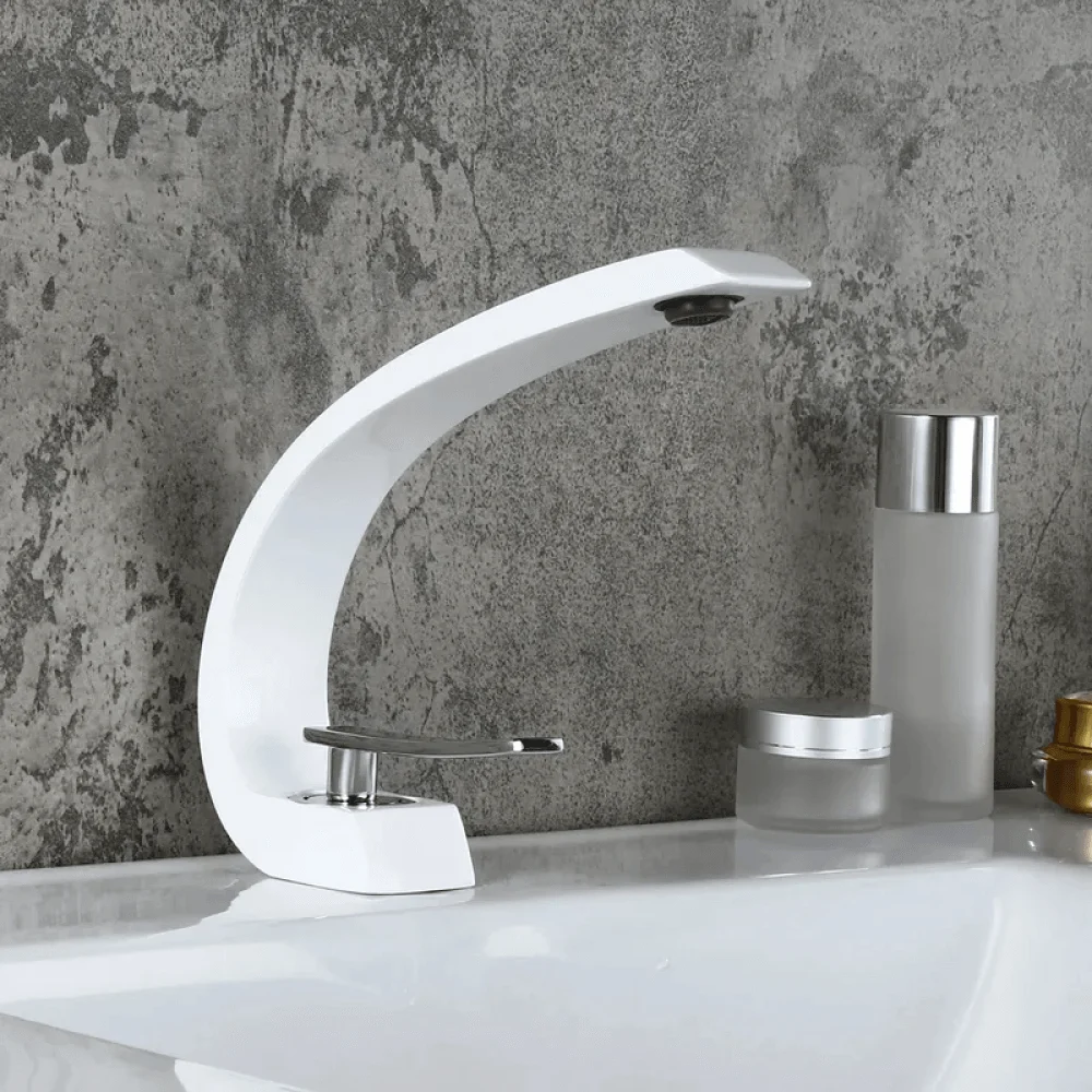 Modern Single Hole Curved Spout Tap with Pop Up Drain -Bathlova