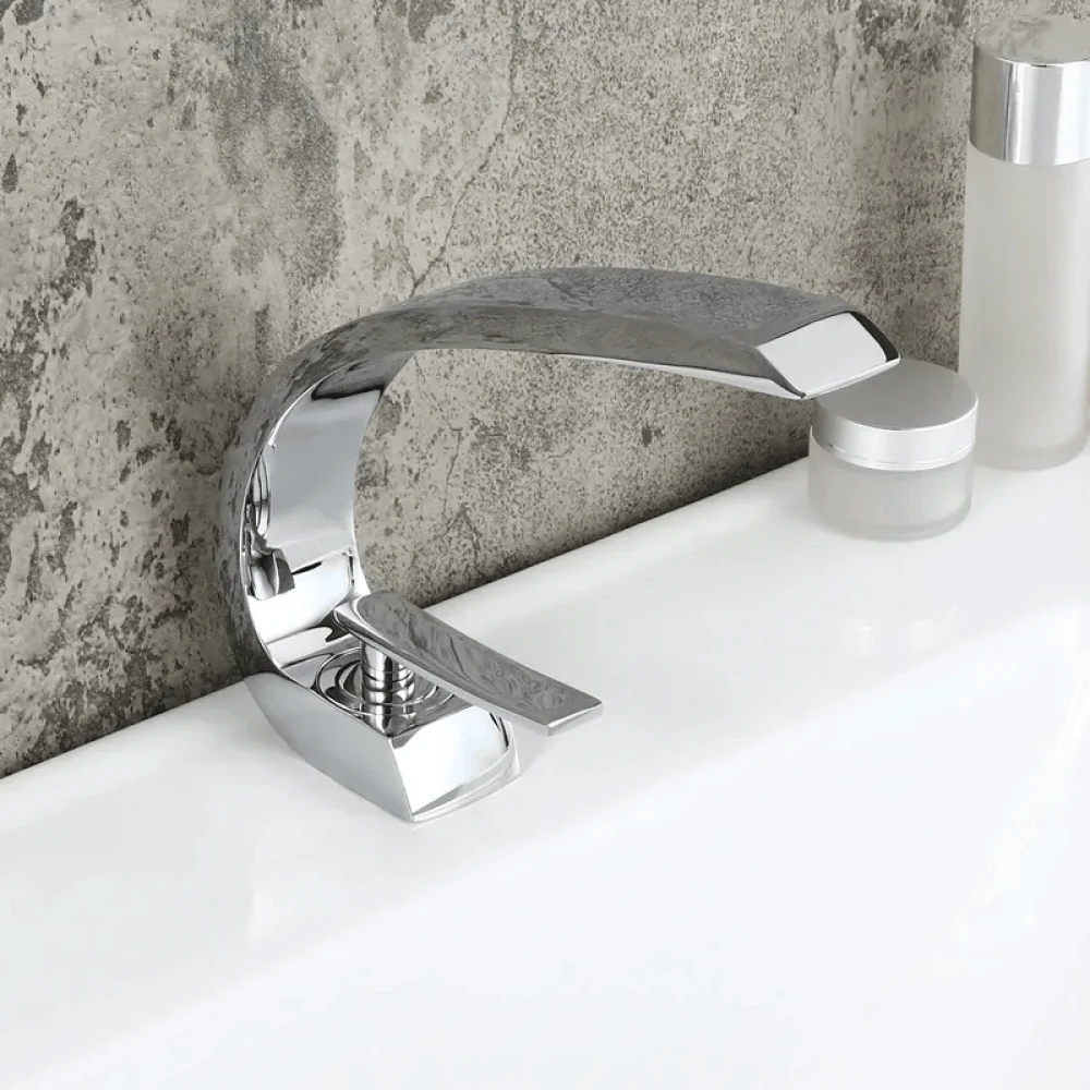 Modern Single Hole Curved Spout Tap with Pop Up Drain -Bathlova