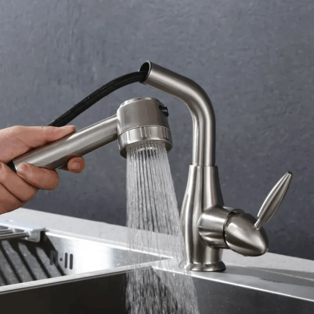 Modern Single Lever Kitchen Tap with Dual Pullout Sprayer -Bathlova