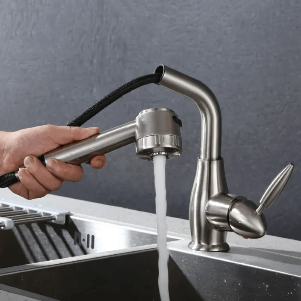 Modern Single Lever Kitchen Tap with Dual Pullout Sprayer -Bathlova