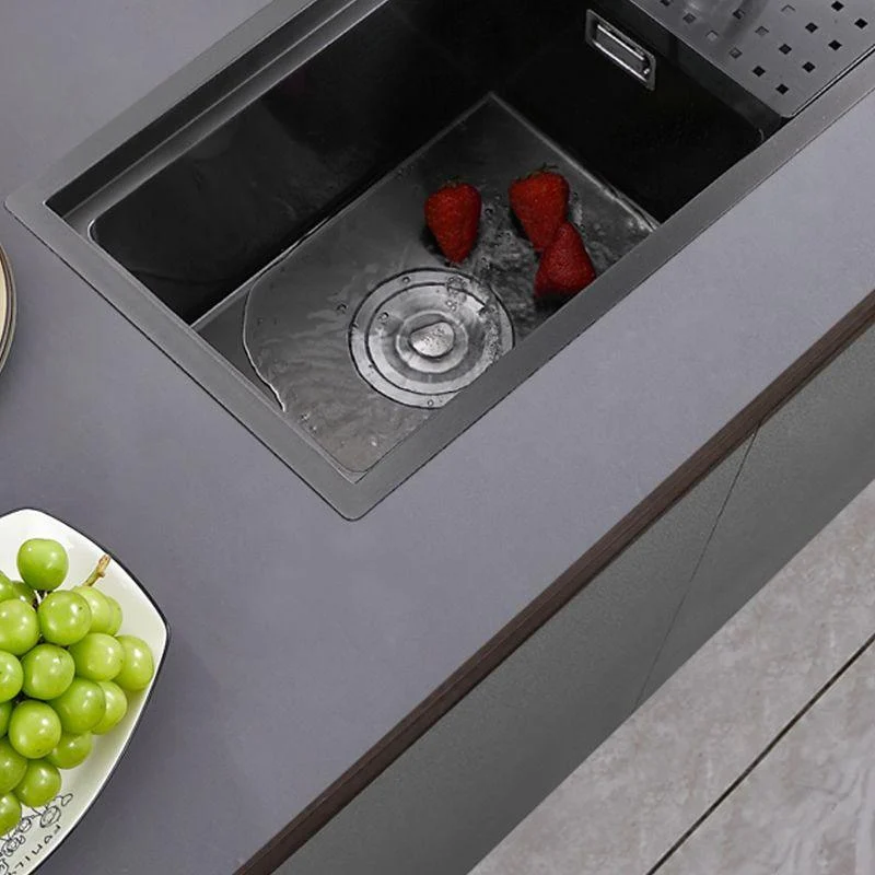 Modern Sink Overflow Hole Single Basin Kitchen Sink with Drain Assembly -Bathlova