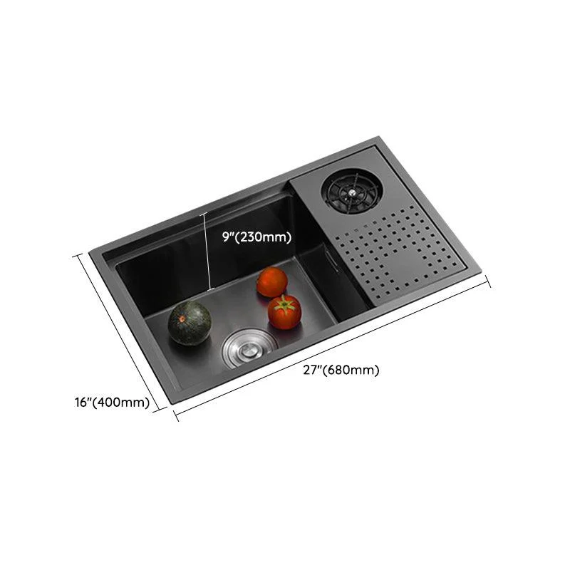 Modern Sink Overflow Hole Single Basin Kitchen Sink with Drain Assembly -Bathlova