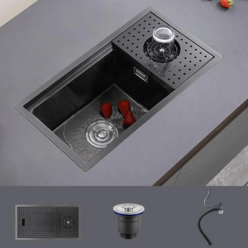 Modern Sink Overflow Hole Single Basin Kitchen Sink with Drain Assembly -Bathlova