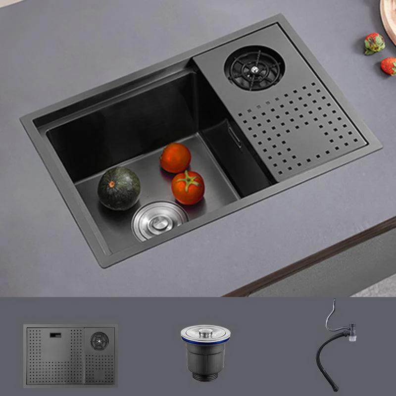 Modern Sink Overflow Hole Single Basin Kitchen Sink with Drain Assembly -Bathlova