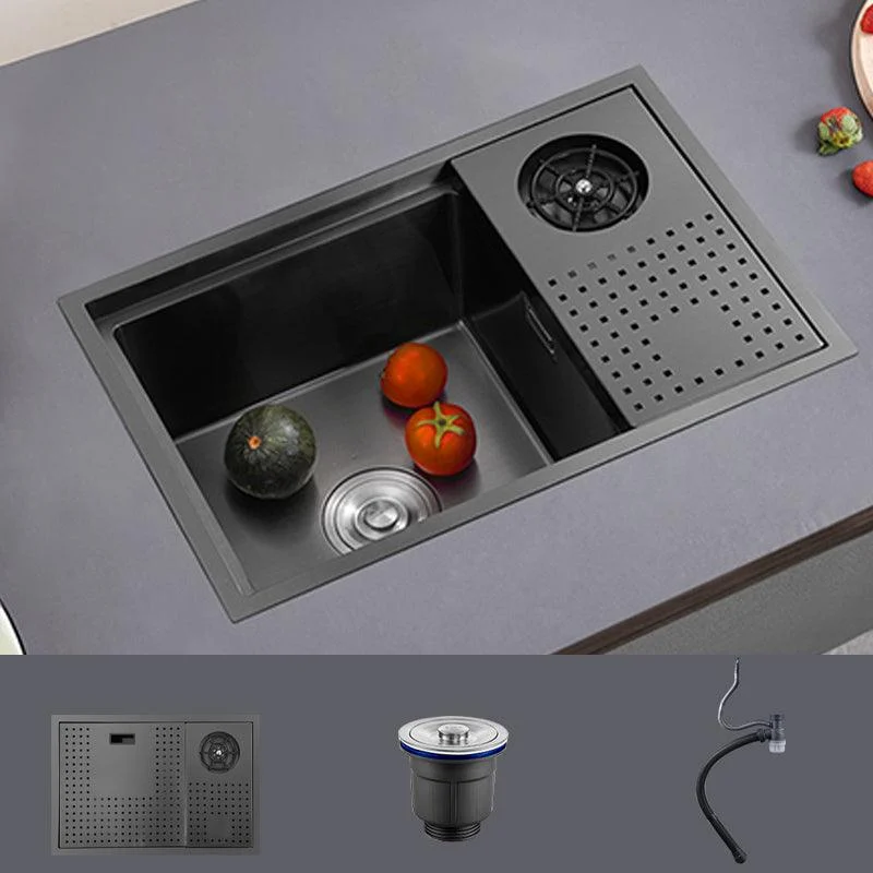 Modern Sink Overflow Hole Single Basin Kitchen Sink with Drain Assembly -Bathlova