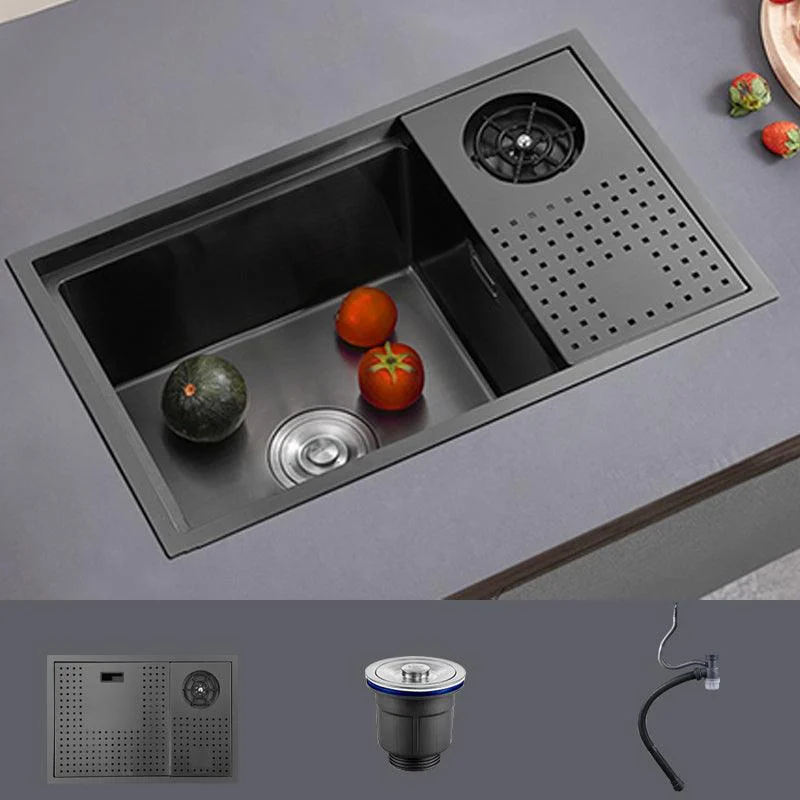 Modern Sink Overflow Hole Single Basin Kitchen Sink with Drain Assembly -Bathlova