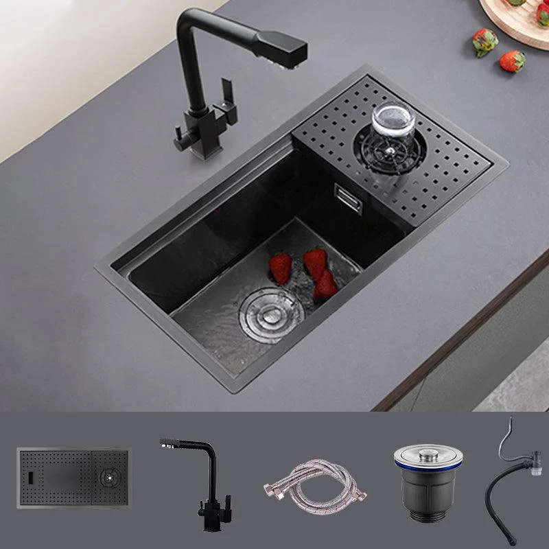 Modern Sink Overflow Hole Single Basin Kitchen Sink with Drain Assembly -Bathlova