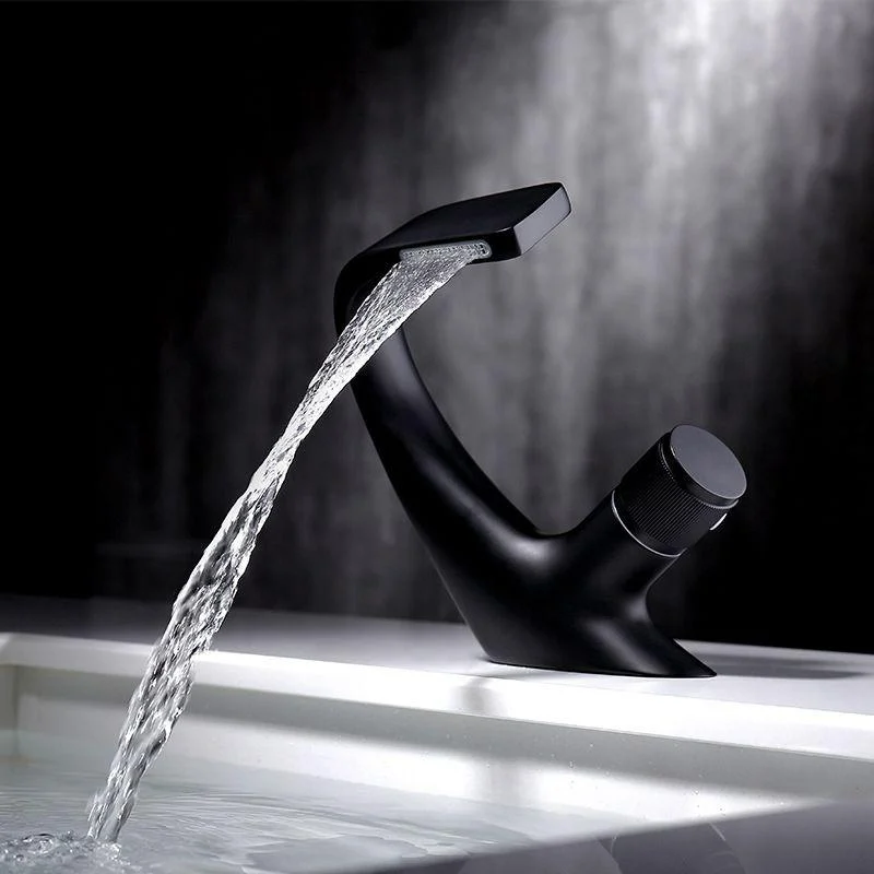 Modern Sink Tap Brass Waterfall Spout Knob Handle Bathroom Tap -Bathlova