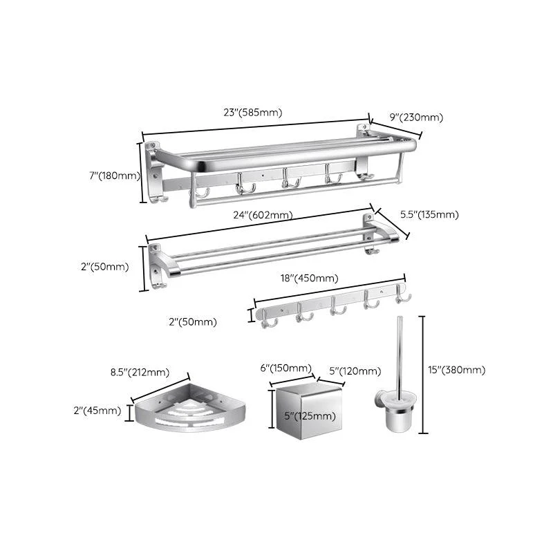 Modern Sliver Bath Hardware Set Metal Bathroom Accessory Kit -Bathlova