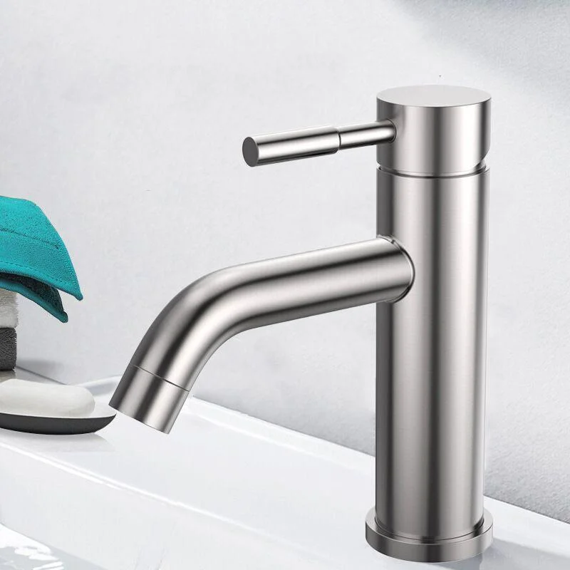 Modern Sliver Centerset Tap Solid Color Bathroom Tap with Lever Handle -Bathlova