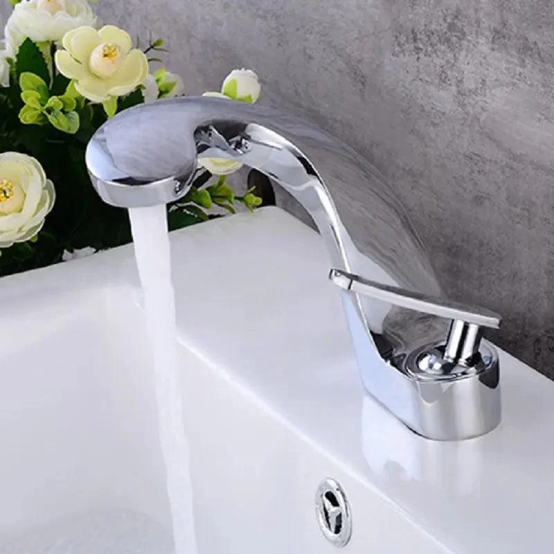 Modern Solid Brass Bathroom Tap with Single Hole -Bathlova