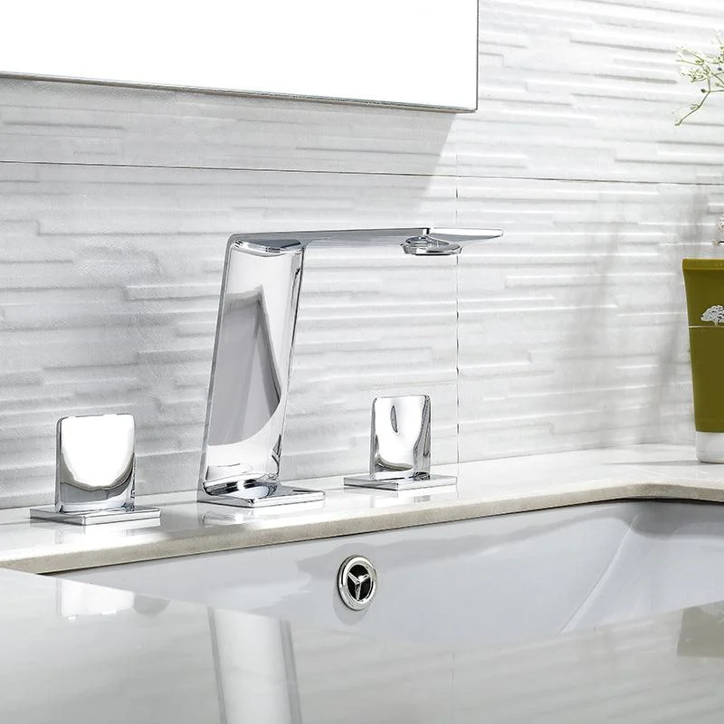 Modern Square Brass Bathroom Sink Tap with 2-Handle Sink Tap -Bathlova