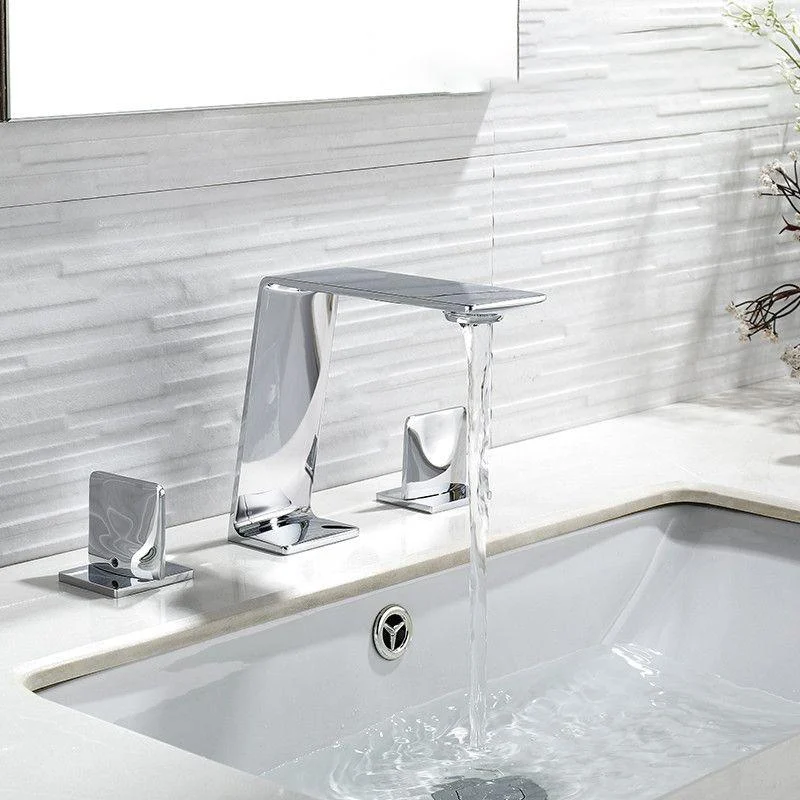 Modern Square Brass Bathroom Sink Tap with 2-Handle Sink Tap -Bathlova