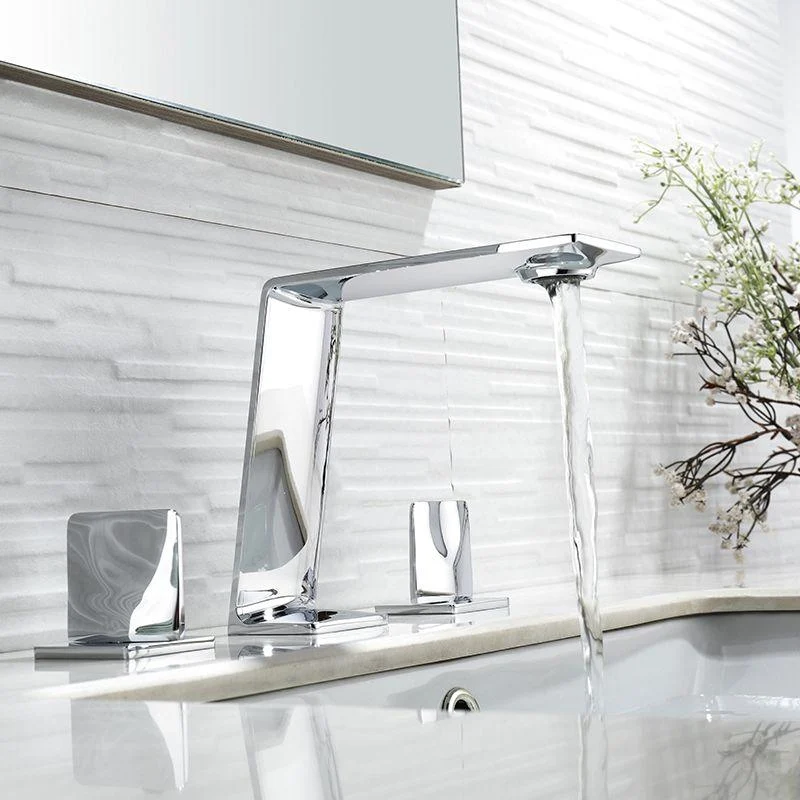 Modern Square Brass Bathroom Sink Tap with 2-Handle Sink Tap -Bathlova