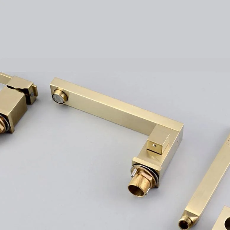 Modern Square Brass Tub Tap with 2 Handles Deck Mount Bathroom Tap -Bathlova