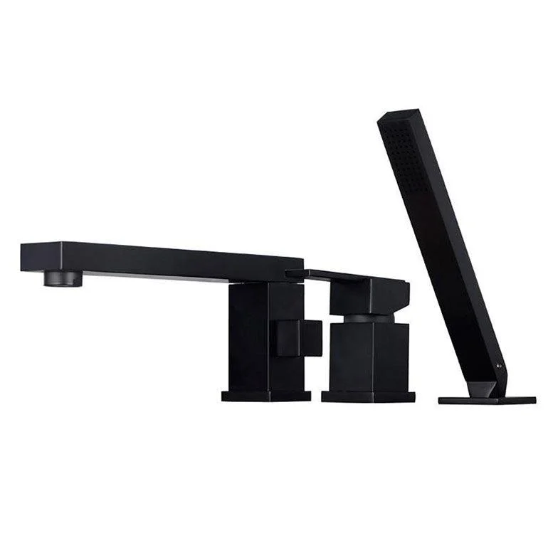 Modern Square Brass Tub Tap with 2 Handles Deck Mount Bathroom Tap -Bathlova