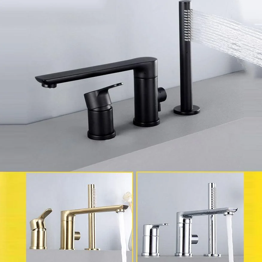 Modern Square Brass Tub Tap with Hand Shower Bathroom Tap -Bathlova